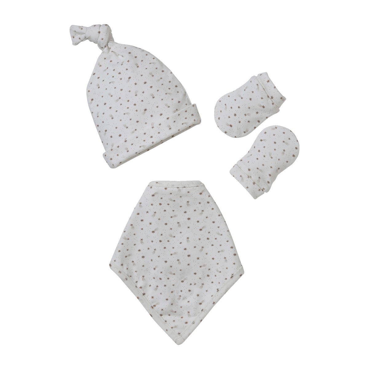 Ensemble bonnet + moufles + foulard + sac bébé imprimé écru, VERTBAUDET