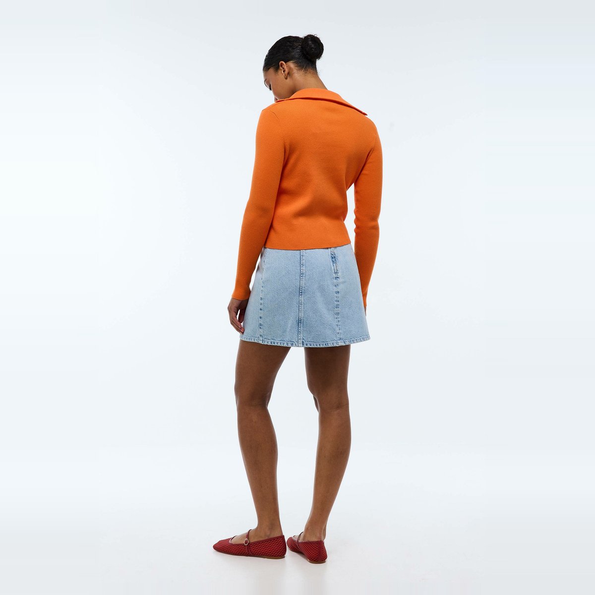Jupe courte en denim bleach denim, MONOPRIX