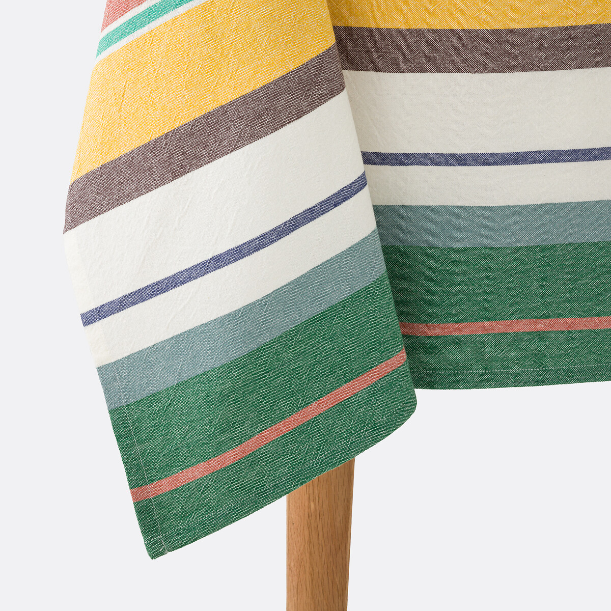 Antika Striped Tablecloth in Washed Woven-Dyed Cotton green/orange/white, LA REDOUTE INTERIEURS