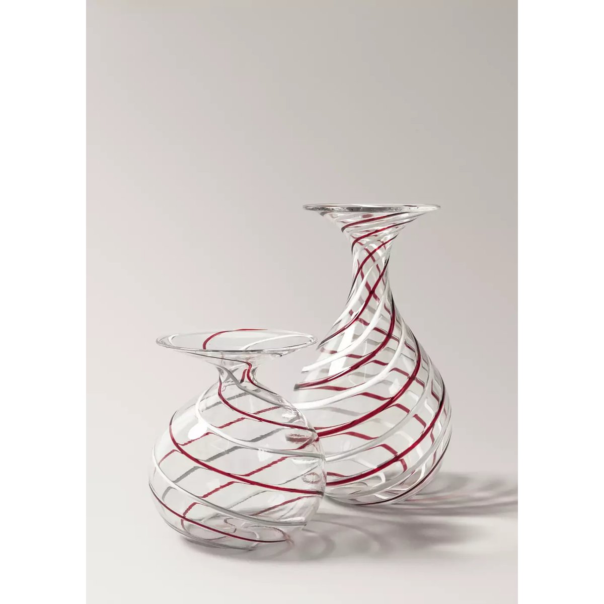 Grand vase en verre à rayures rouge, MANGO HOME