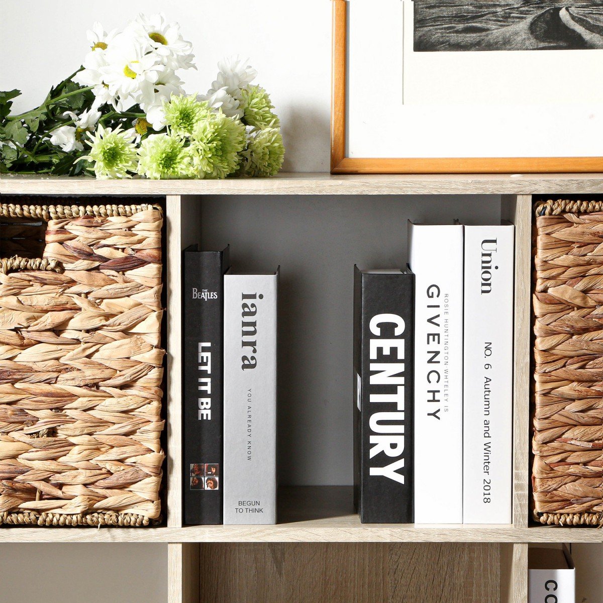Etagère de rangement 9 cases bois clair, CALICOSY