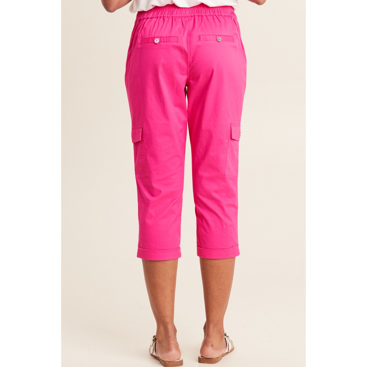 Pantacourt droit poches côtés rose fushia, BREAL