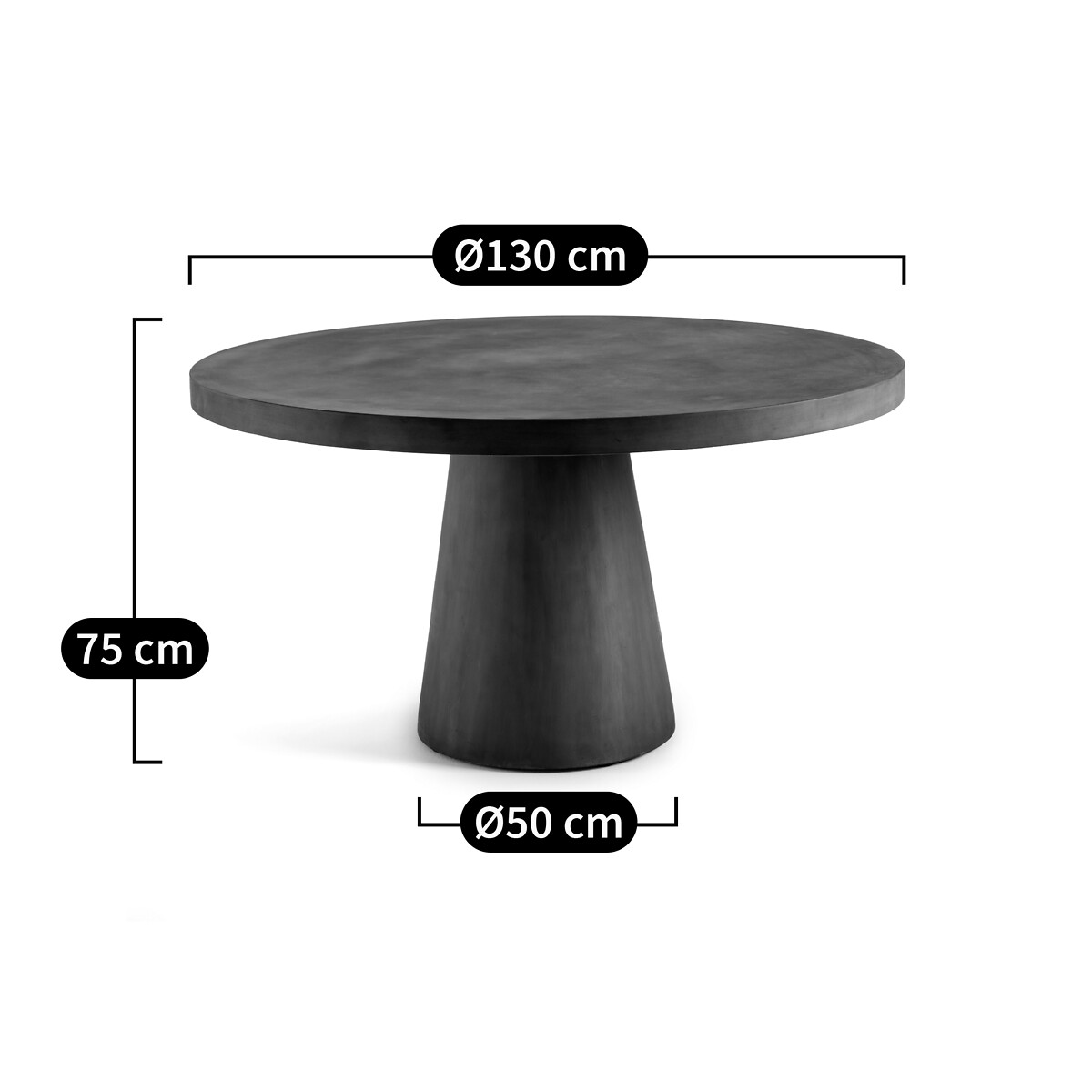 Table de jardin ronde, en rockstone, 6 personnes, ARGINE terracotta, AM.PM
