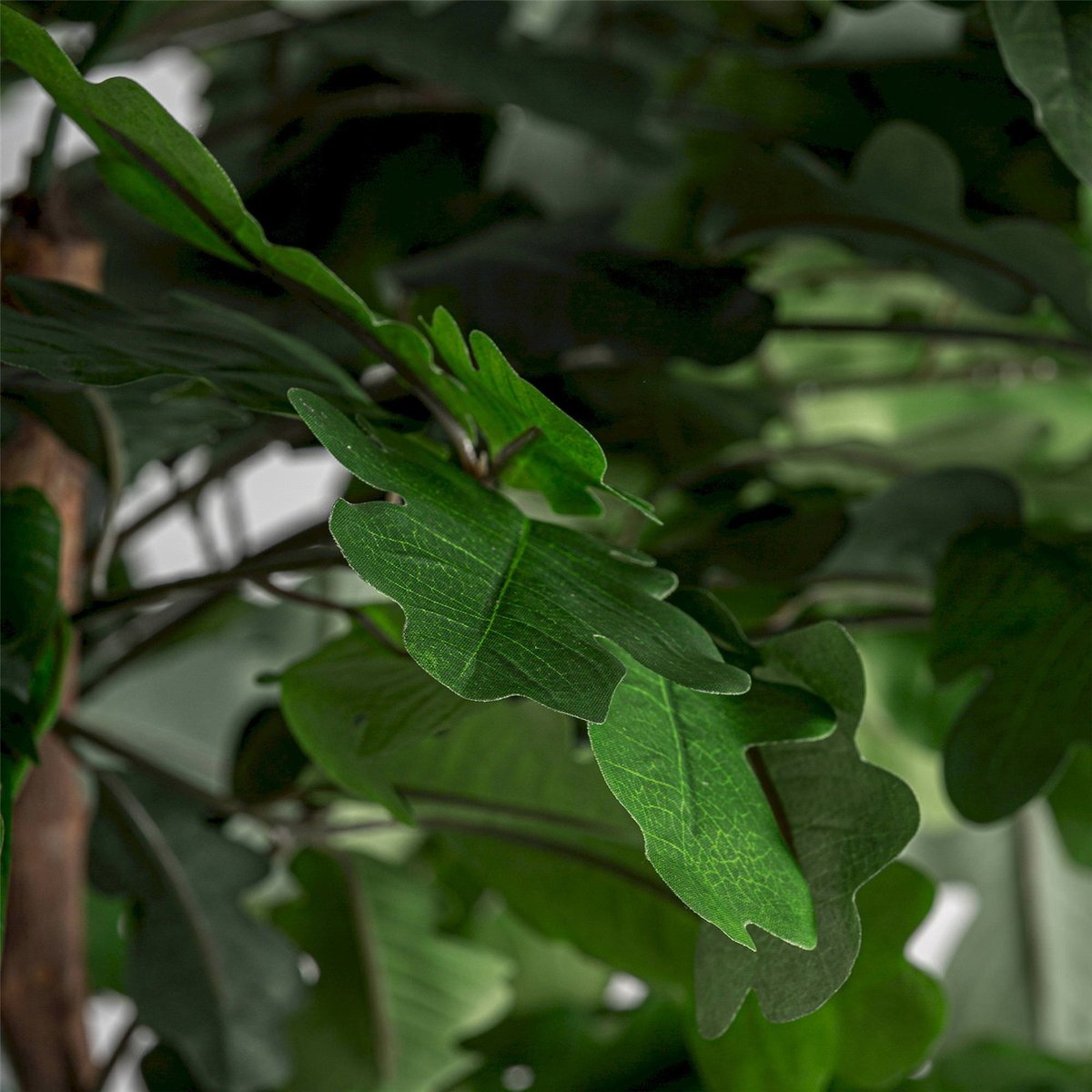 Plante artificielle chêne réaliste vert, noir et bois brun, RECOLLECTION