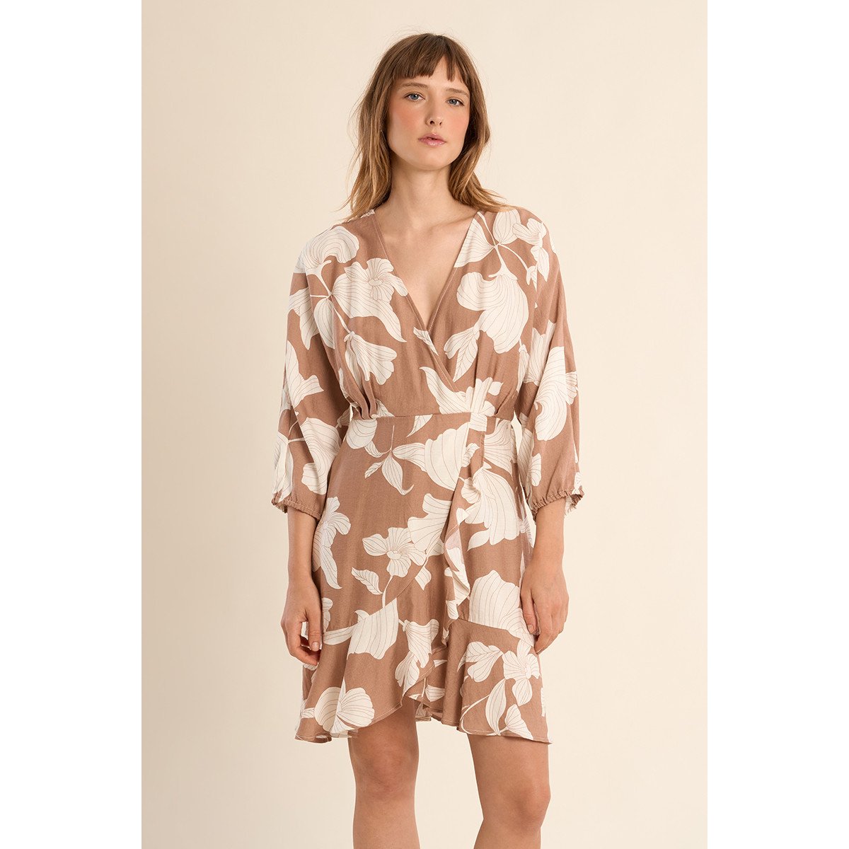Robe courte, imprimée beige chloe, MOLLY BRACKEN
