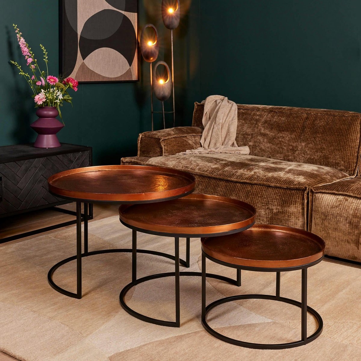 Table gigogne salon métal cuivré (lot de 3) KANO cuivre, PIER IMPORT