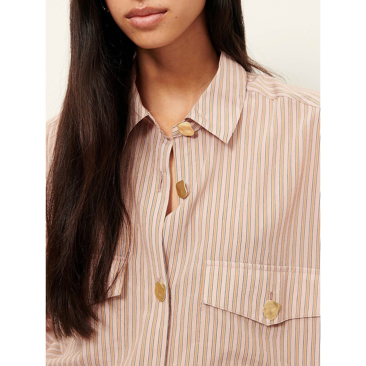 Chemise rayée à manches longues, coupe ample et courte, BALANCA rose clair, SESSUN