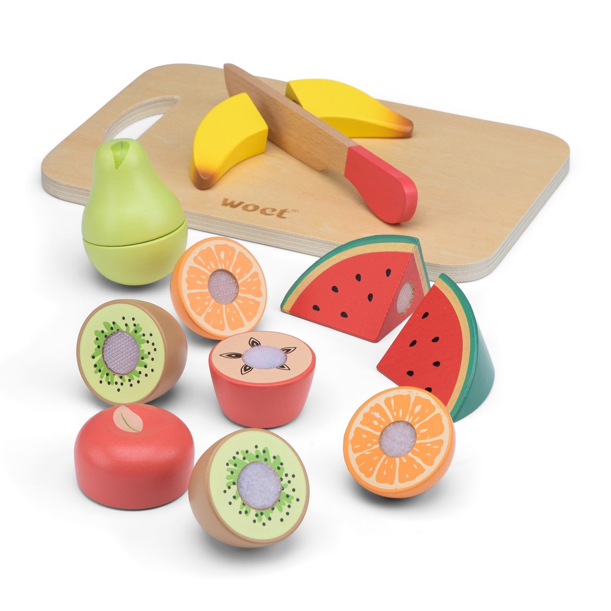Fruits en bois à découper beige, NEW CLASSIC TOYS