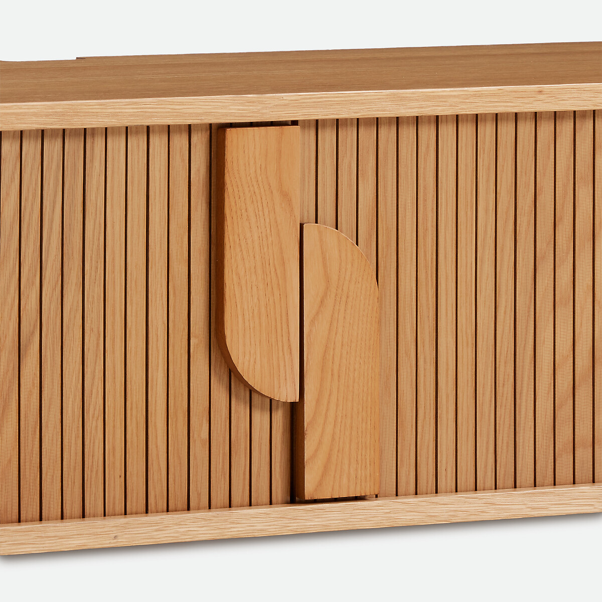 Meuble TV suspendu, en placage chêne, 2 portes coulissantes, L160 cm, MARCELINO chêne, LA REDOUTE INTERIEURS