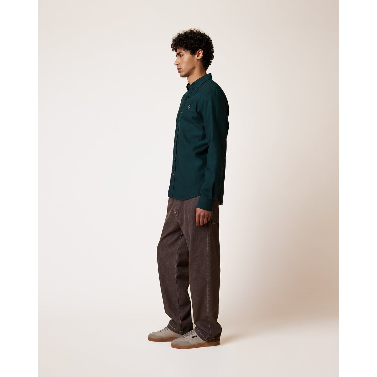 Chemise en tissu Oxford vert foncé, FAGUO