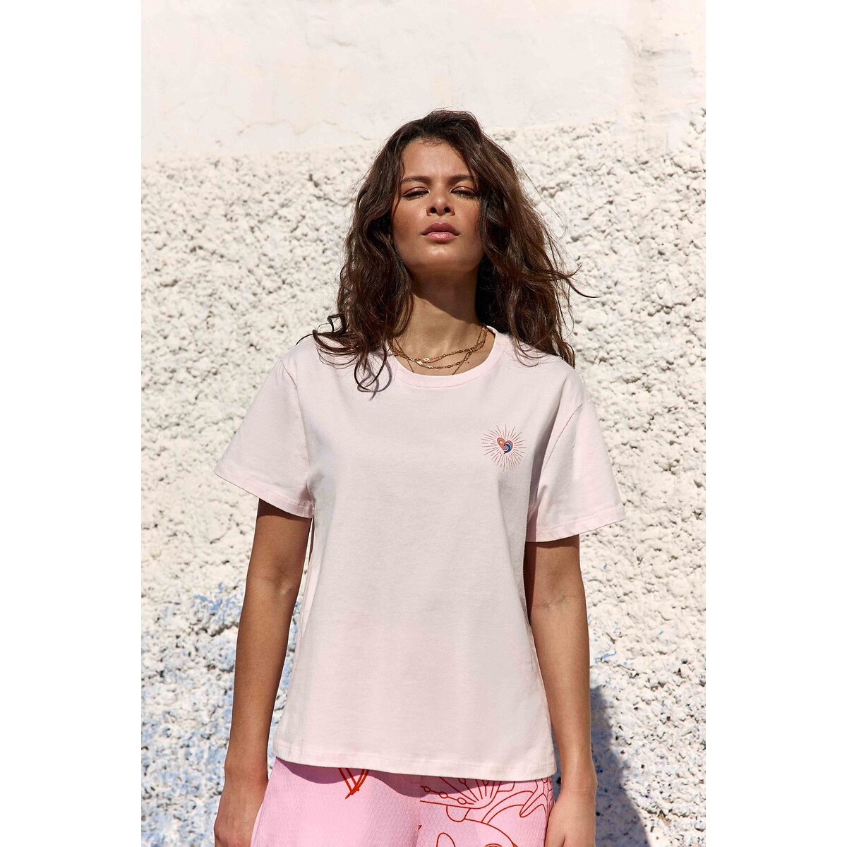 T-shirt manches courtes imprimé devant et dos, TIRENE rose clair, LA PETITE ETOILE