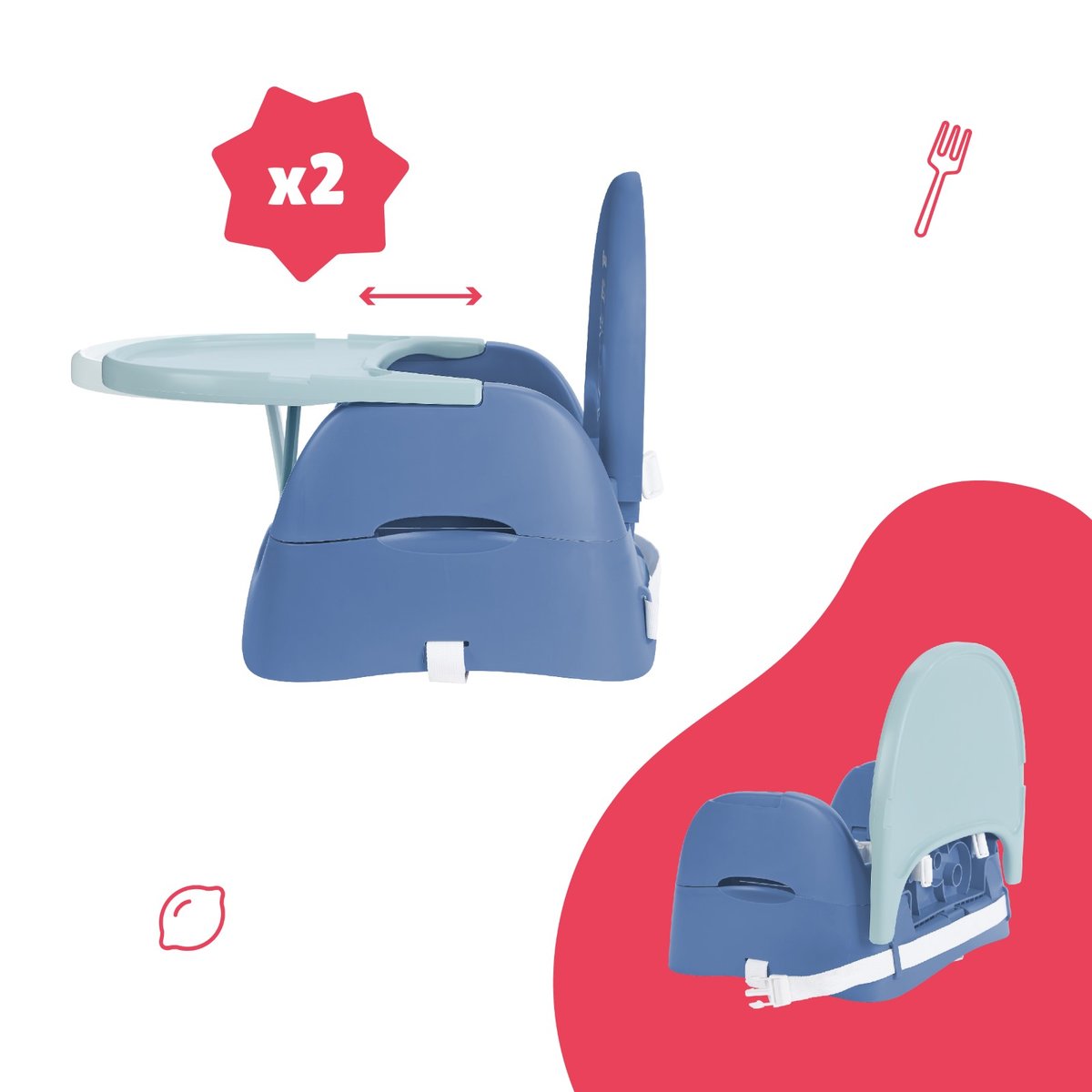 Rehausseur de chaise Chat Pliage Compact bleu, BADABULLE