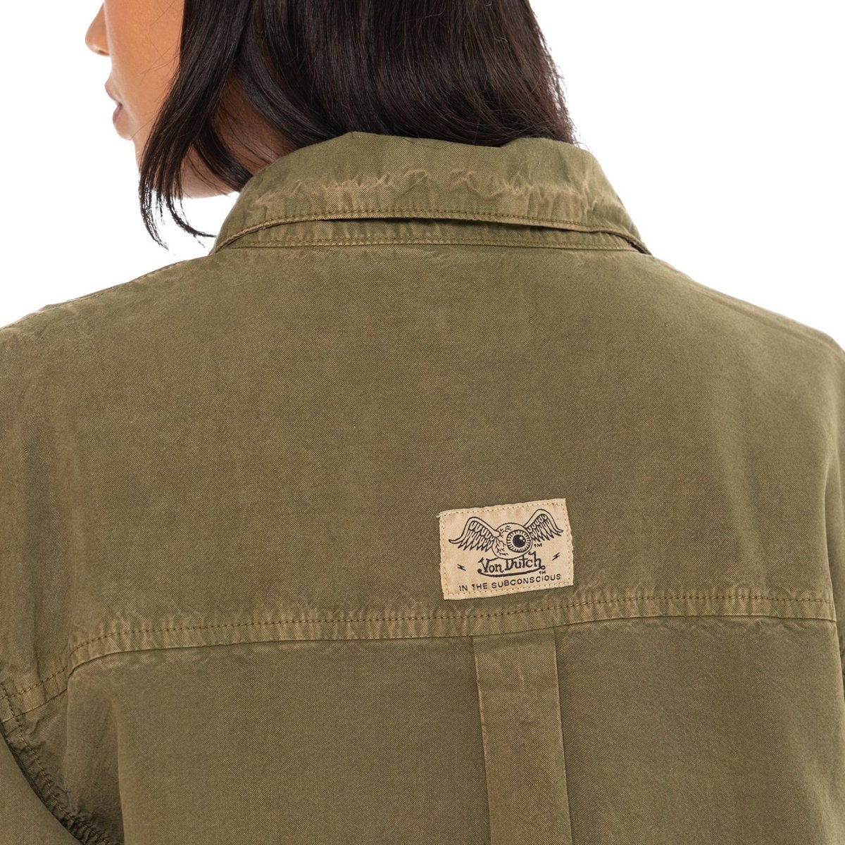Chemise légère TAPE vert kaki/noir, VON DUTCH