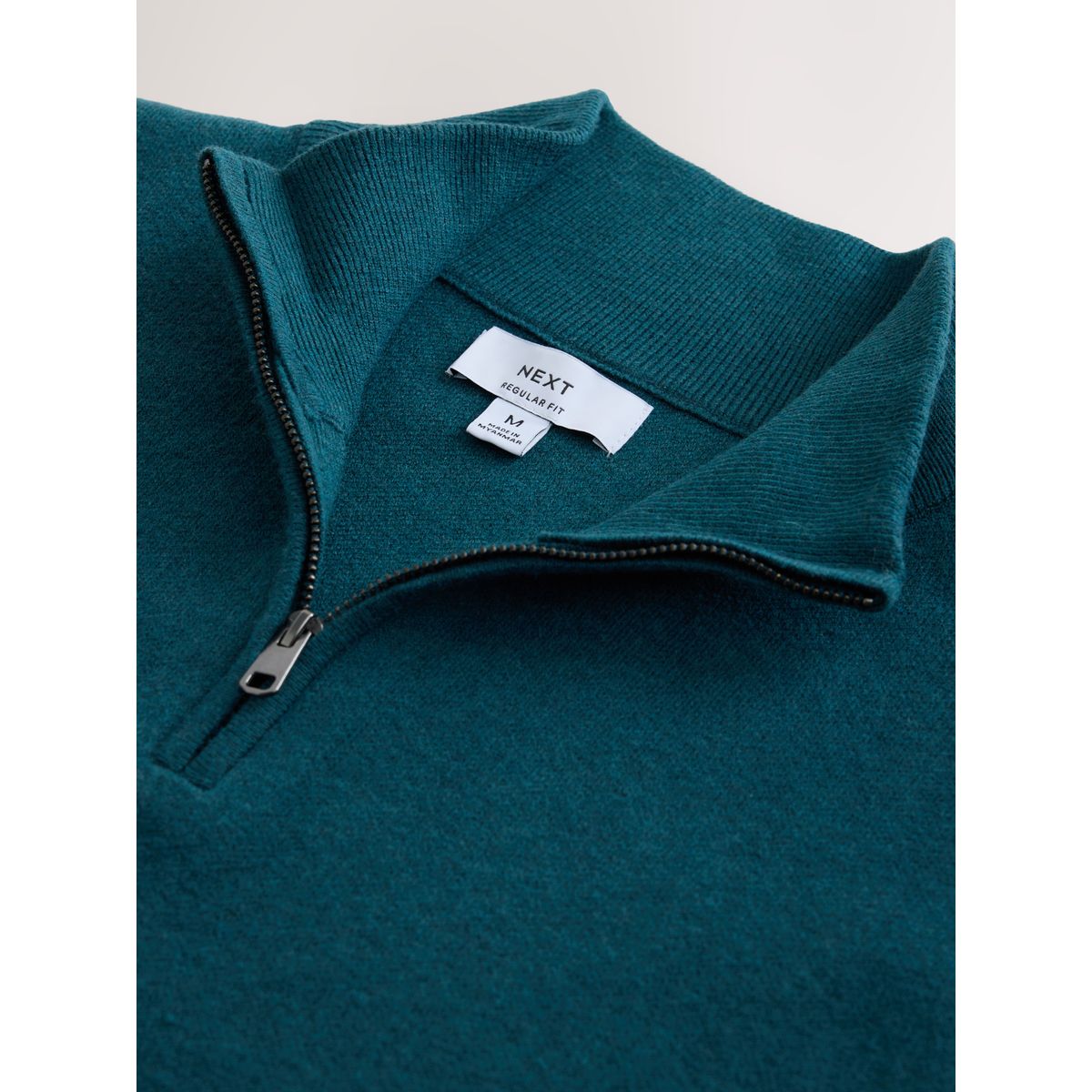 Pull en maille ultra-douce à col zippé vert, NEXT