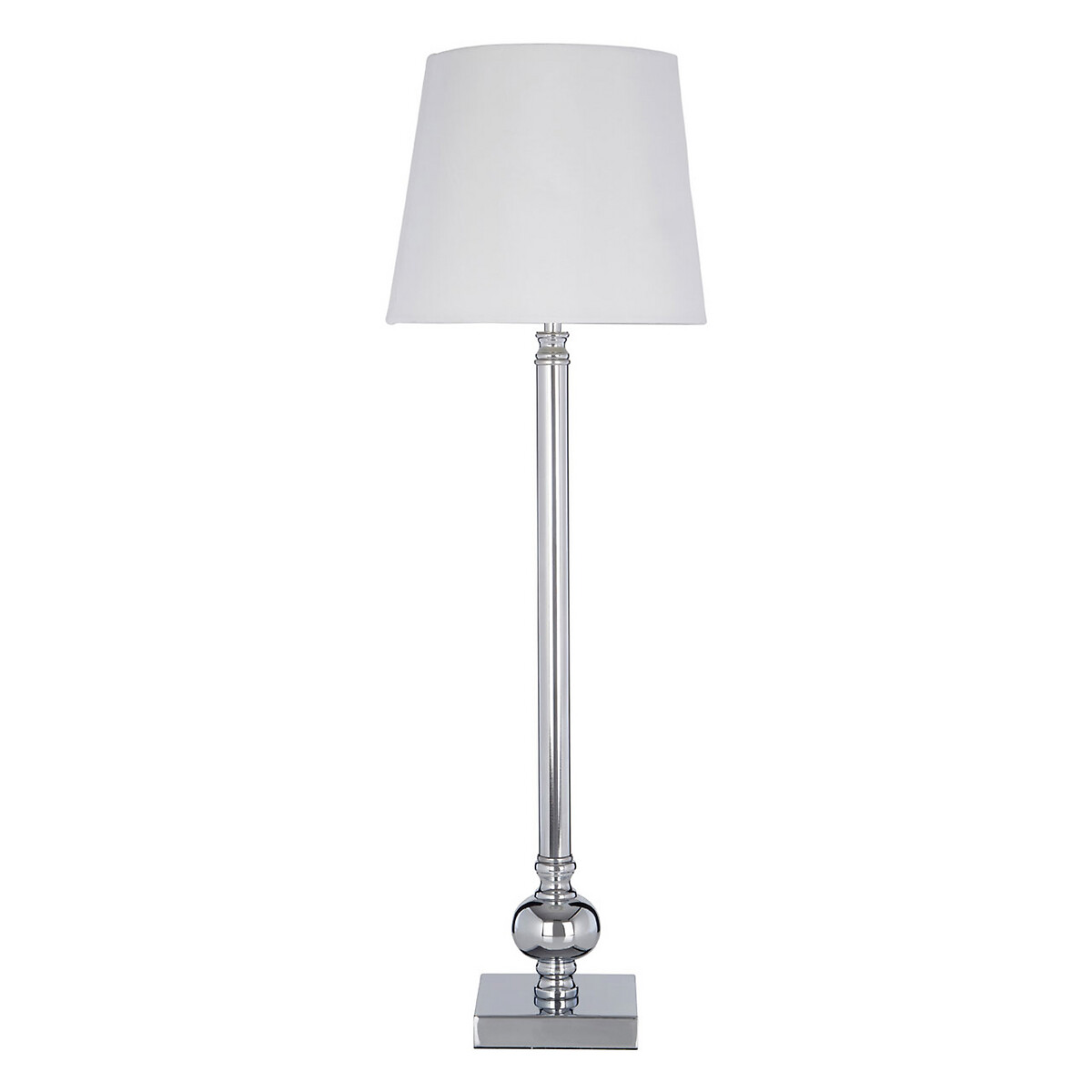 Ulyana Classic Silver Stick Table Lamp with Off White Silk Shade white, SO'HOME