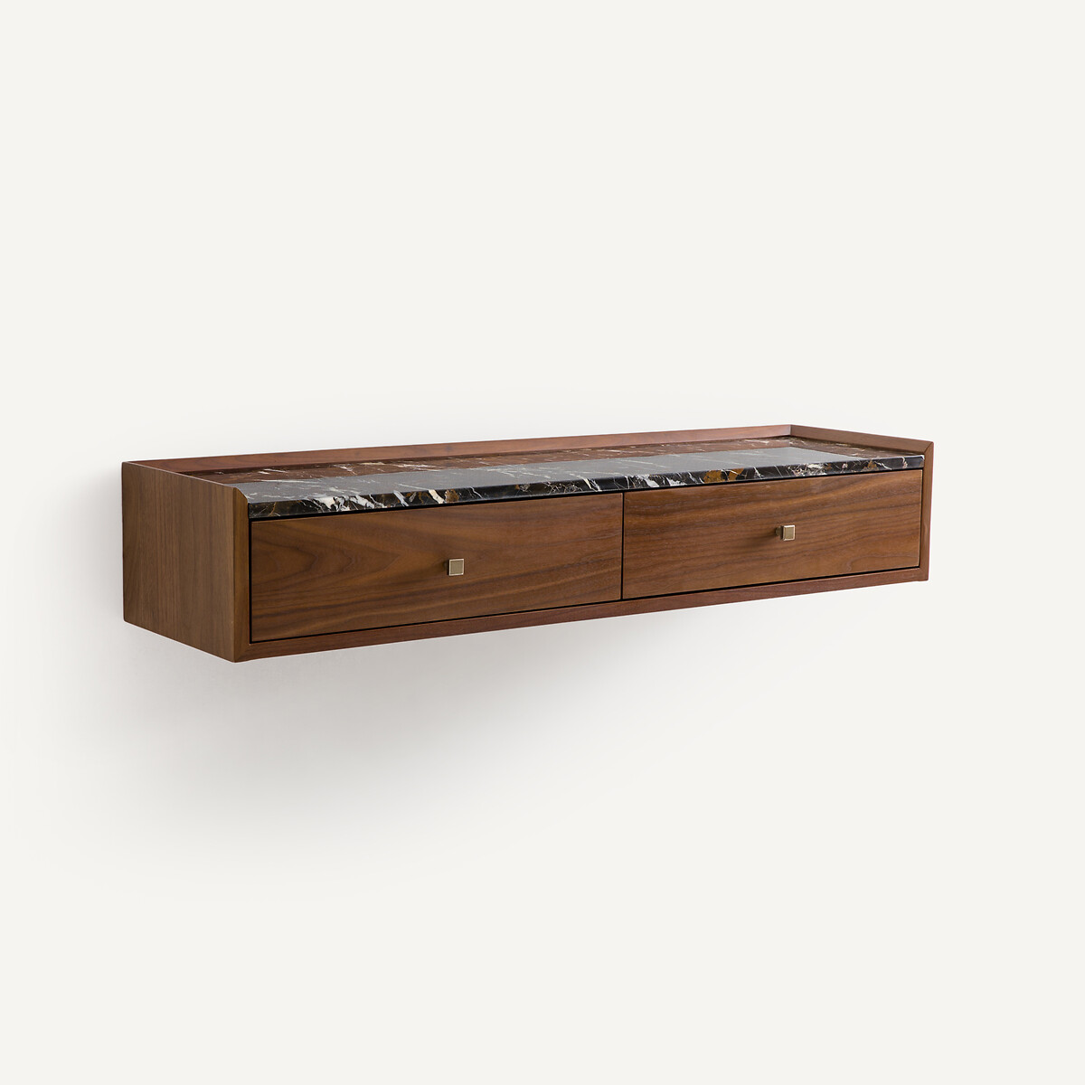 Console murale plaqué noyer et marbre ambré, Noham marbre ambré, AM.PM