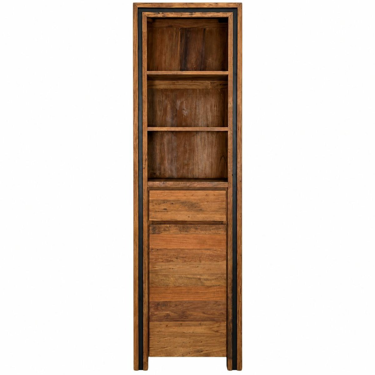 Colonne rangement en bois recyclé de teck 1 porte VADOD bois naturel, PIER IMPORT