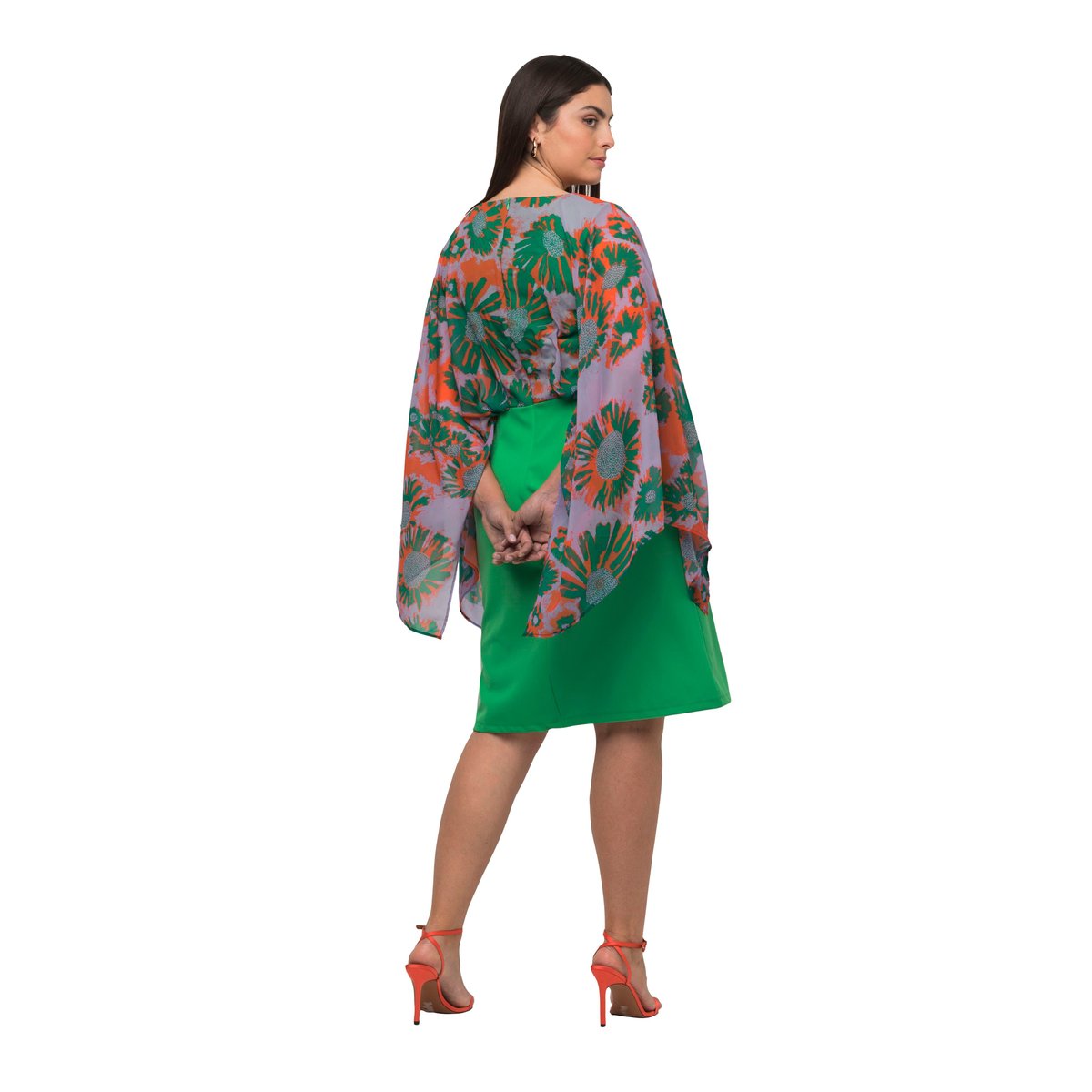 Robe midi avec buste en mousseline vert, ULLA POPKEN