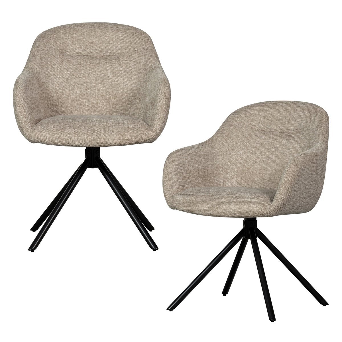 Lot de 2 chaises de salle à manger en chenille GRAND-JAKI sable, WOOOD
