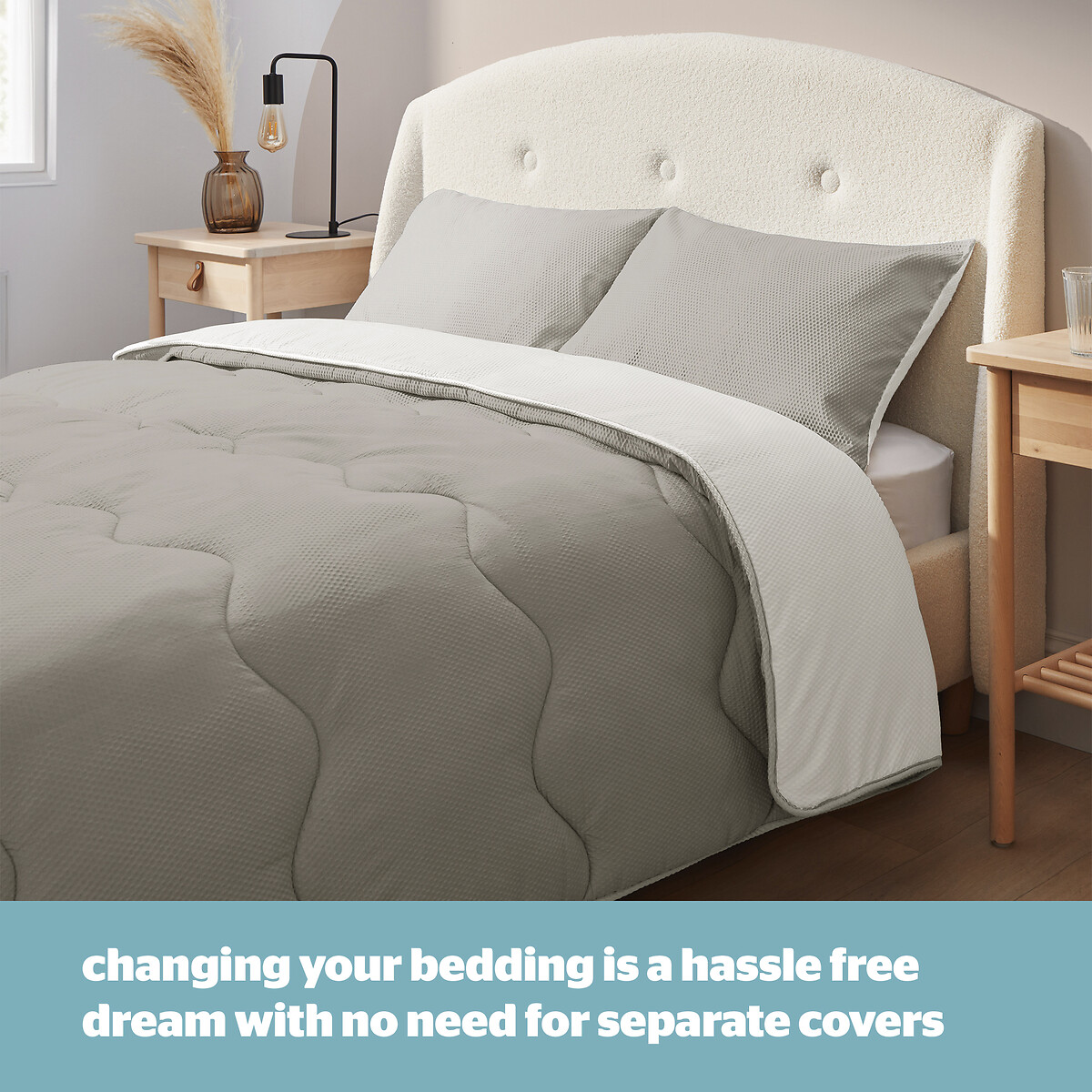 Summer Breeze Seersucker 2.5 Tog Coverless Duvet and Pillowcase Set cream, SILENTNIGHT