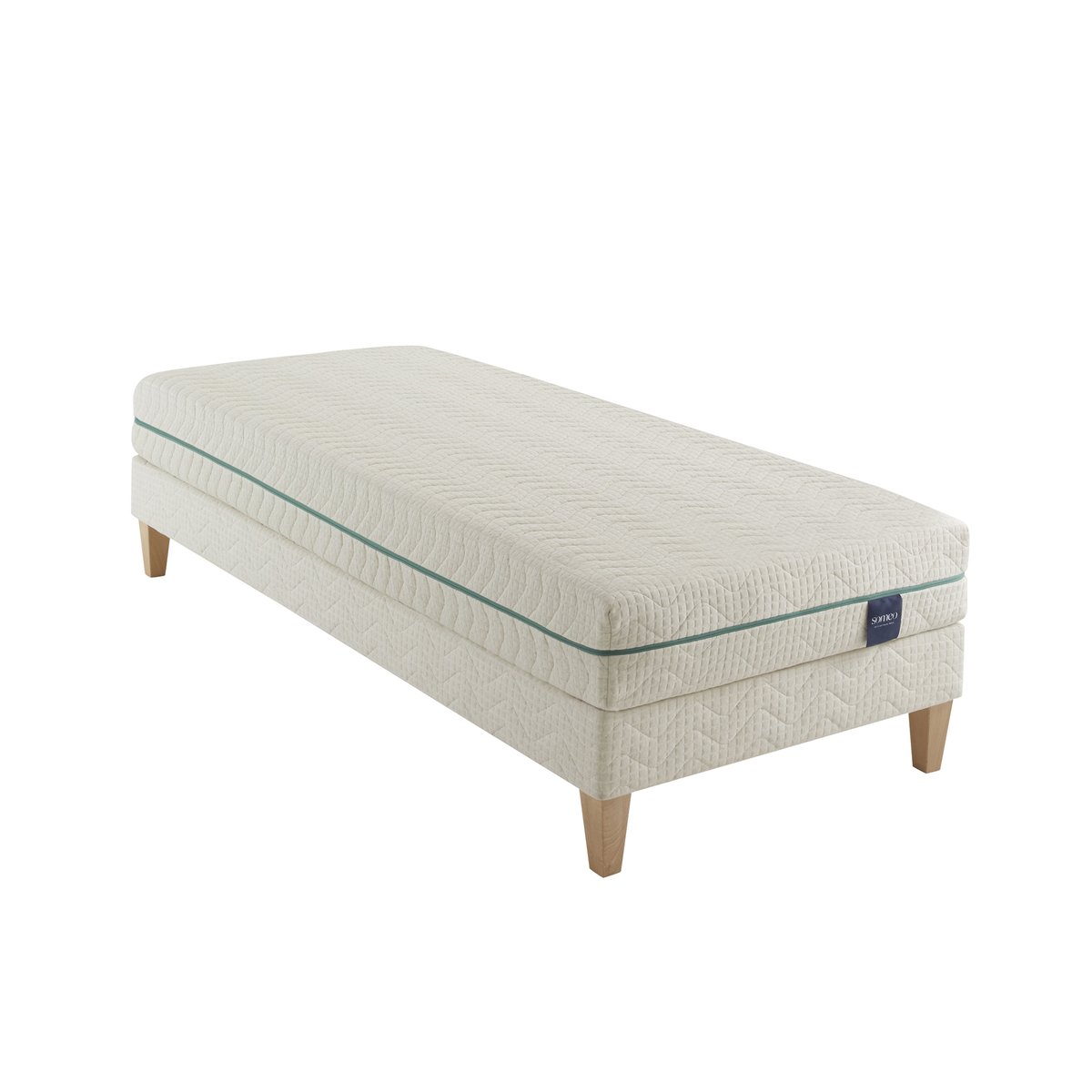 Ensemble matelas naturel latex naturel, sommier et pieds Aube 700 ecru, SOMEO