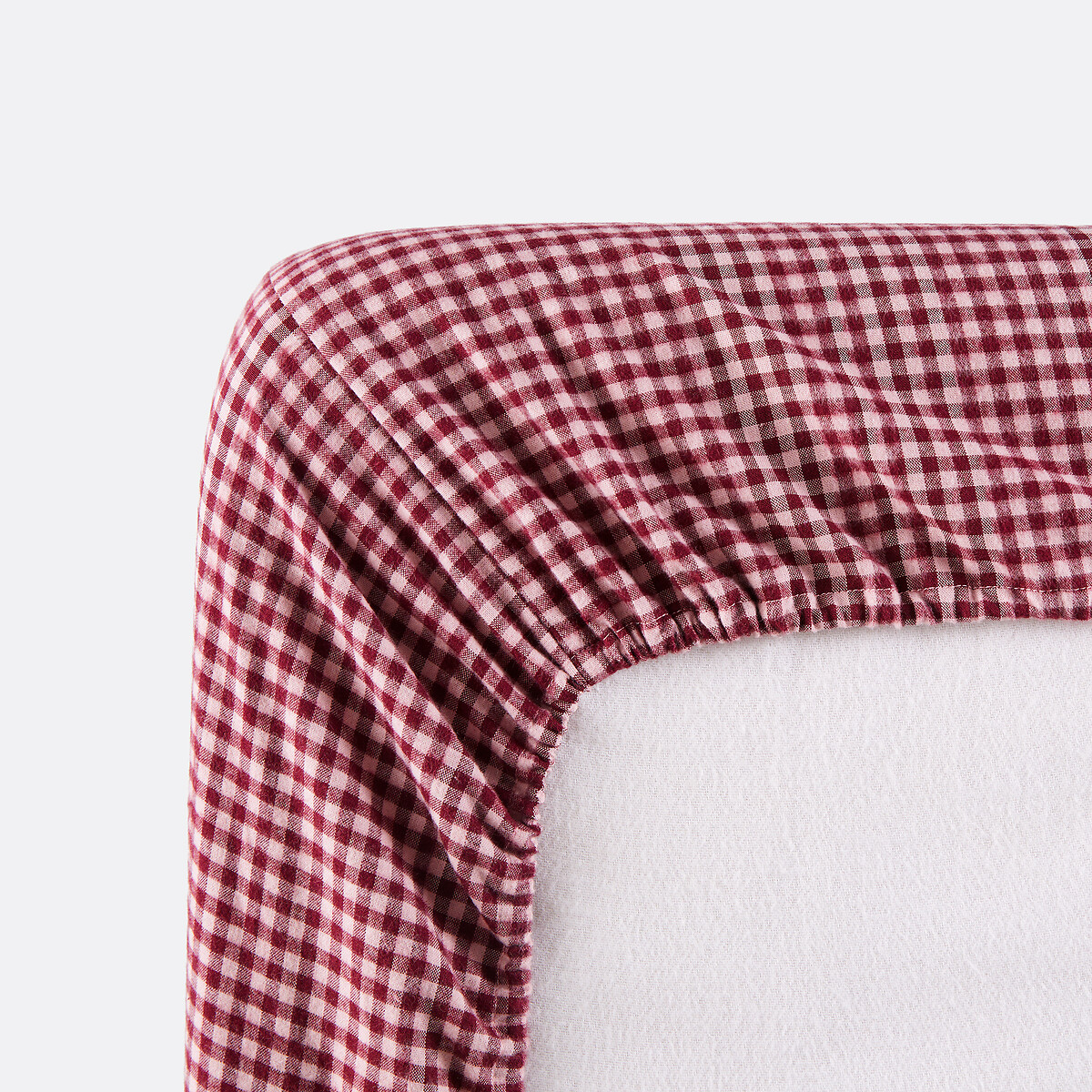 Sábana bajera para cama infantil, en franela de algodón, altura de 25 cm, a cuadros, VICHY FLANELLE cuadros burdeos, LA REDOUTE INTERIEURS