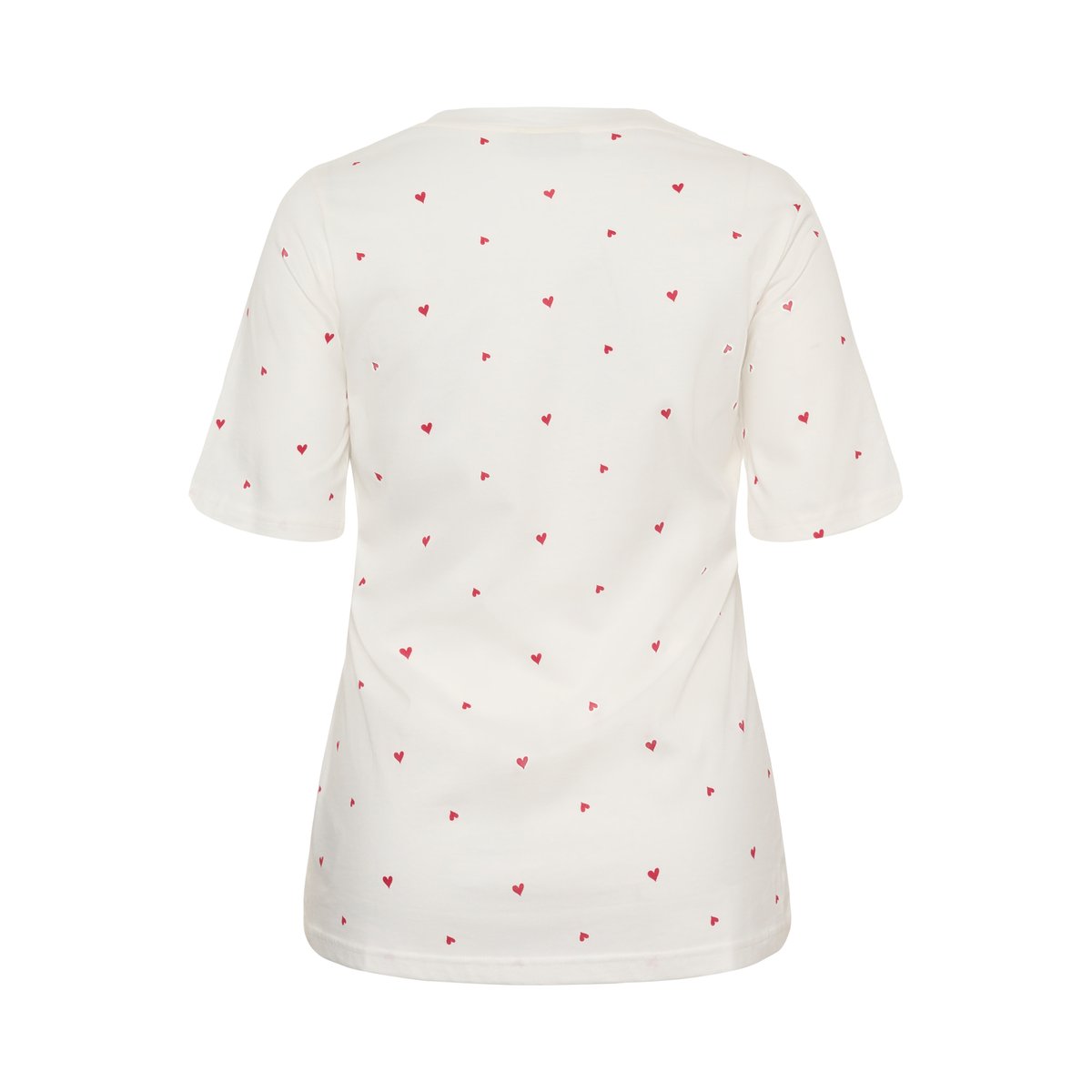 T-shirt à manches courtes blanc chalk w. red hearts, KAFFE CURVE