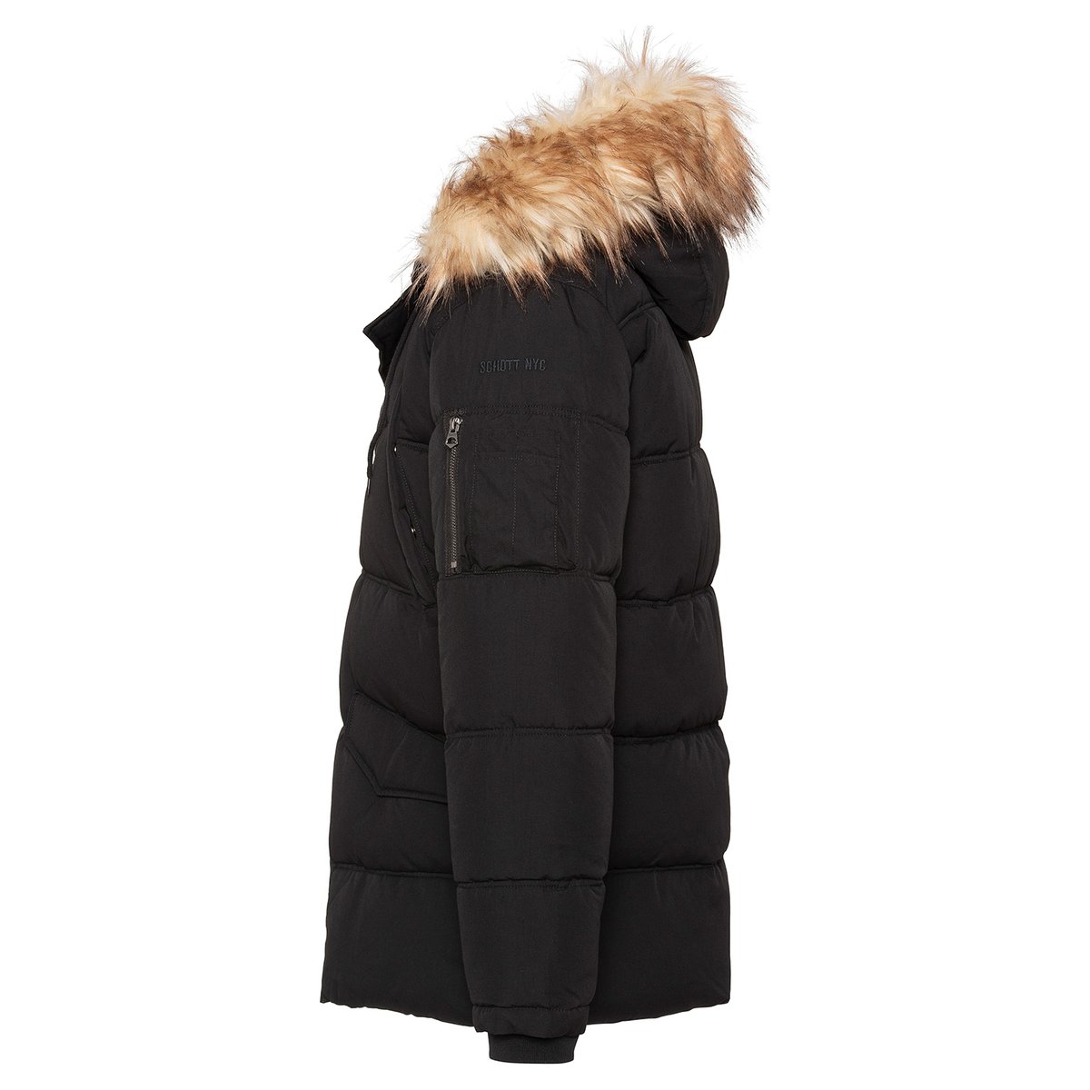 Parka à capuche avec imitation fourrure amovible noir, SCHOTT