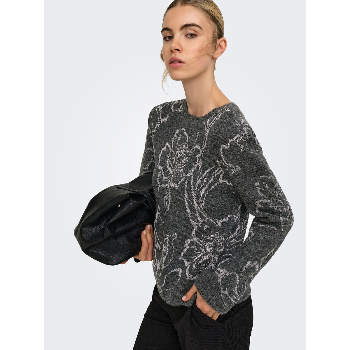 Pull En Maille dark grey melange 1, ONLY
