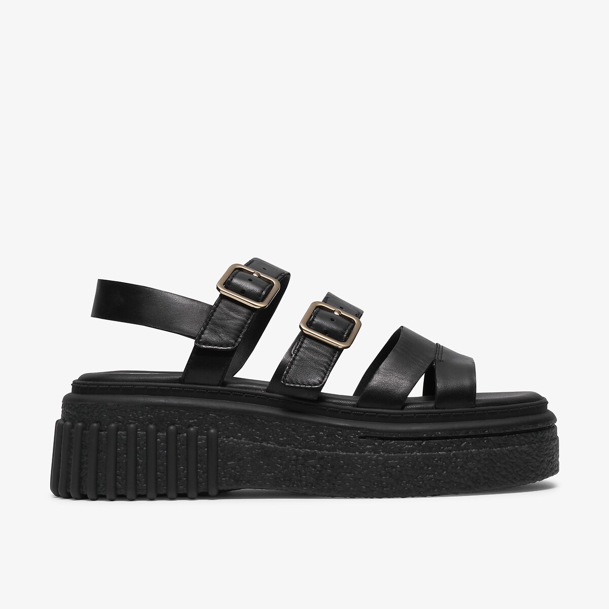 Sandales en cuir Evamar Strap noir, CLARKS