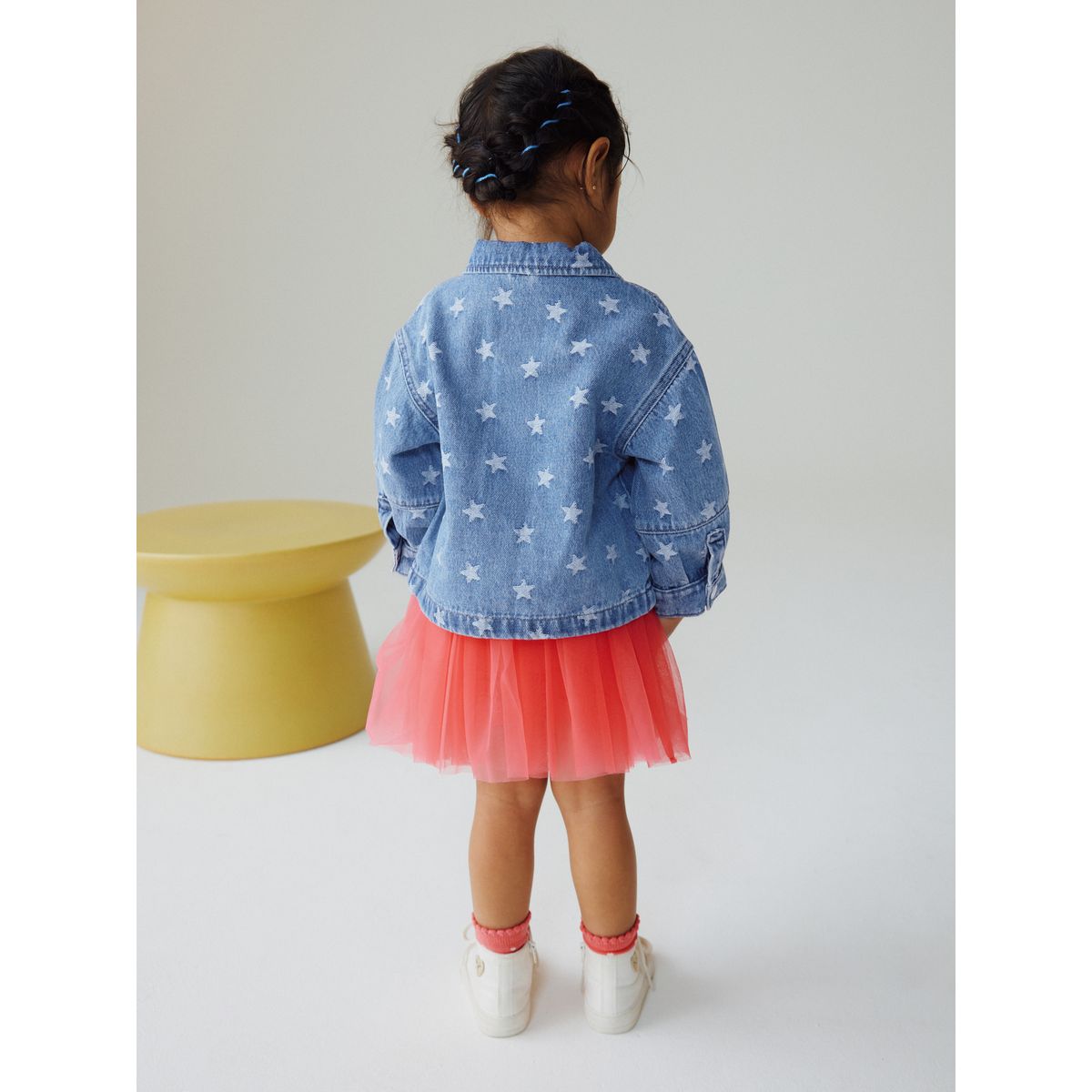 Veste en jean avec étoile jacquard délavage foncé, NEXT