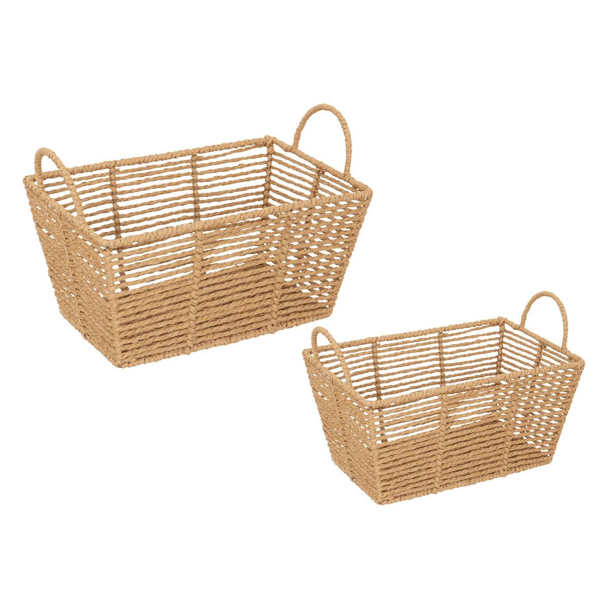Set de 2 caisses tressées EUGÈNE beige, ATMOSPHERA