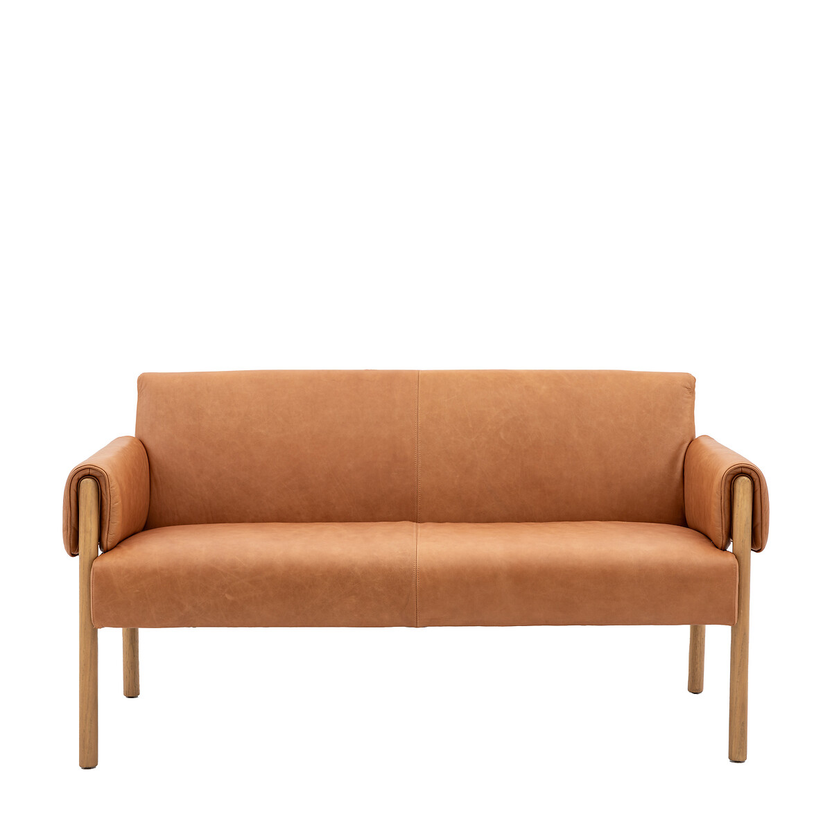 Mangrove Mid-Century Leather 2 Seater Accent Sofa brown              , SO'HOME