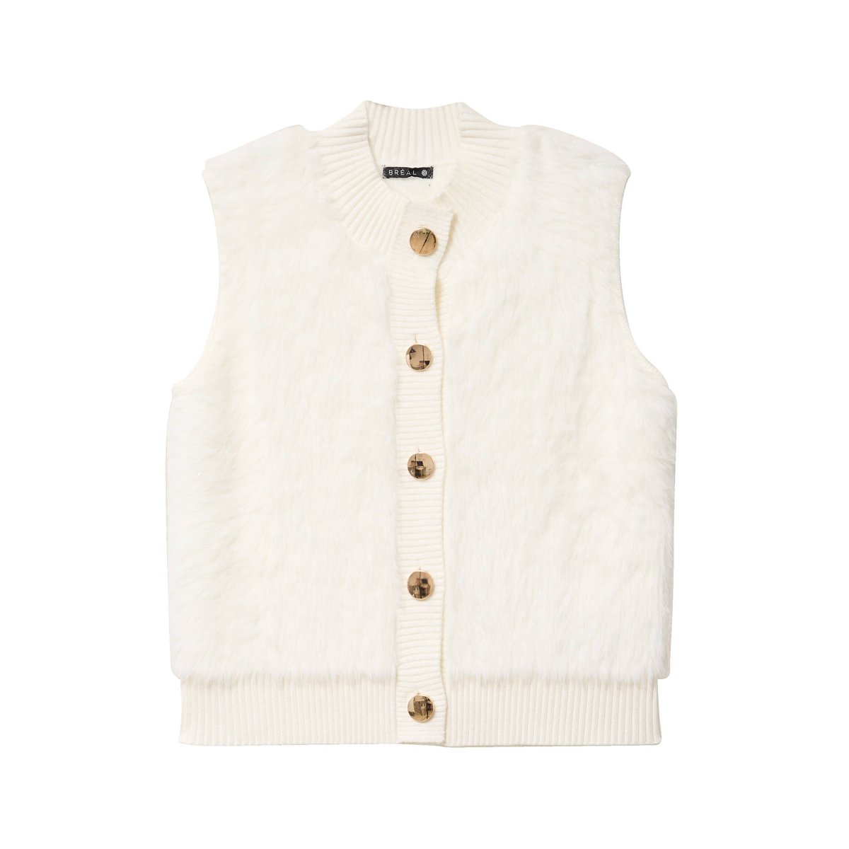 Gilet sans manches duveteux ecru, BREAL
