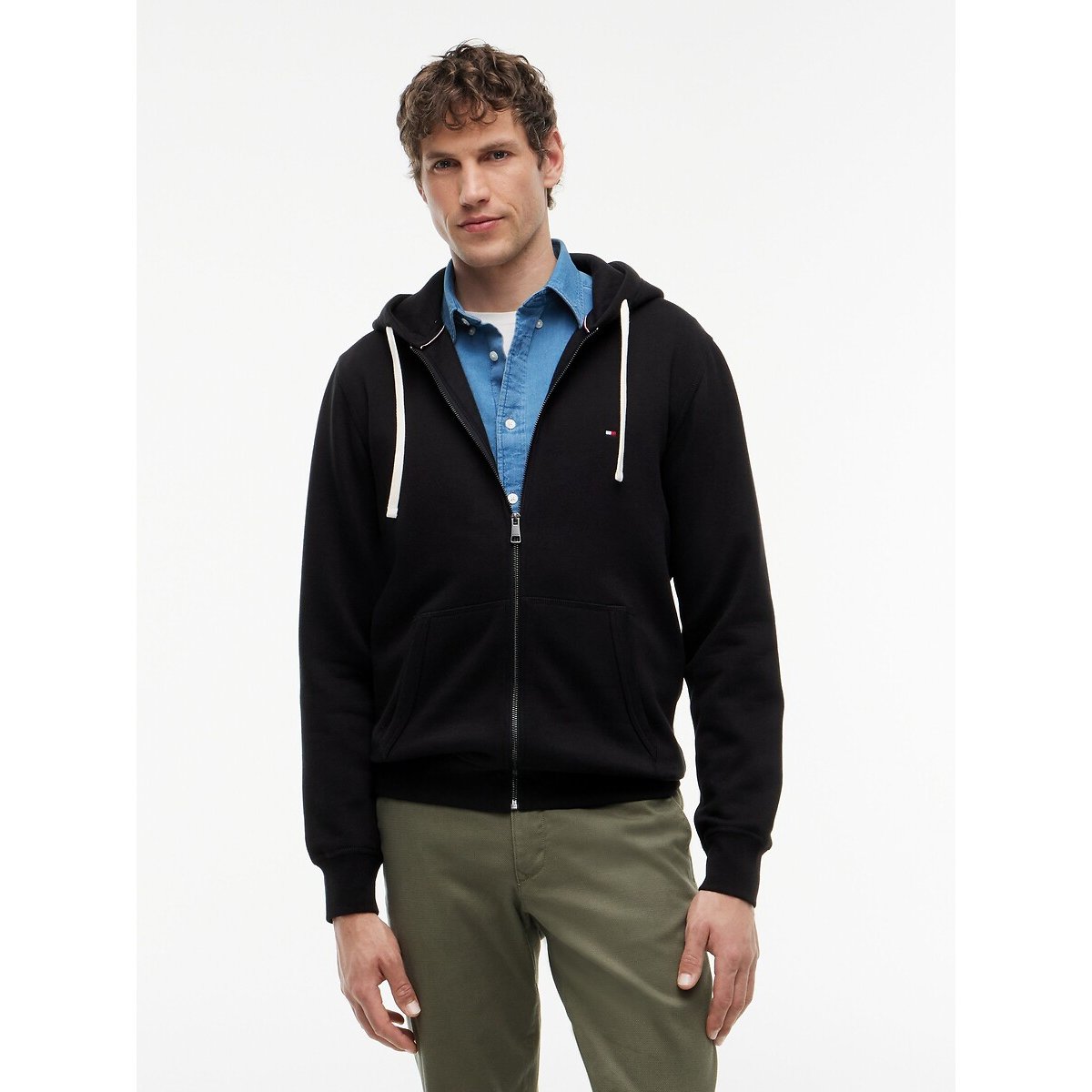 Sweat à capuche, à poche, Core Essential noir, TOMMY HILFIGER