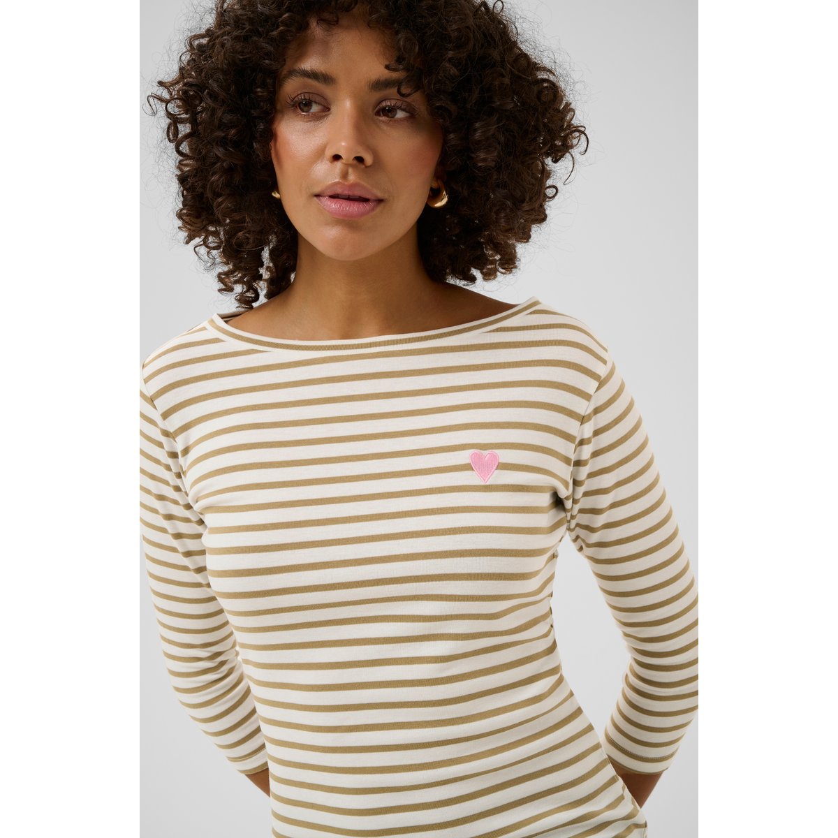 T-shirt à manches longues blanc beige chalk/petrified - pink heart, KAFFE