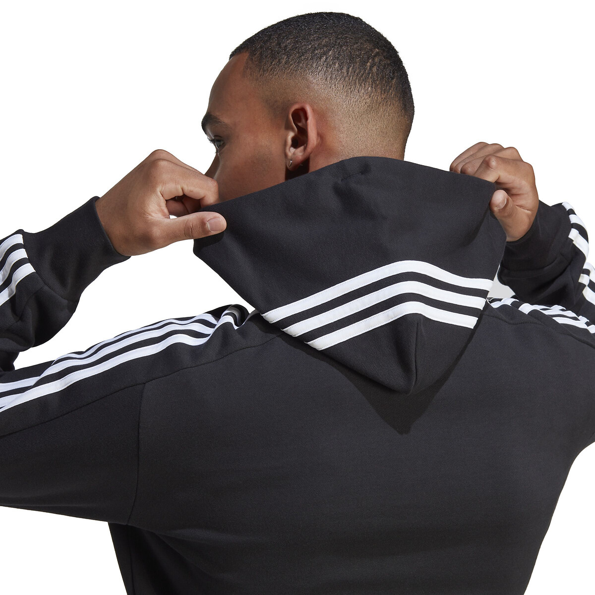 Sweat capuche à bandes noir, ADIDAS SPORTSWEAR