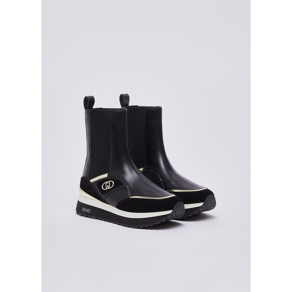 Sneakers boots en cuir noir, LIU JO