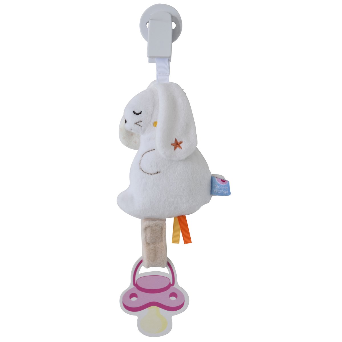 Attache sucette lapin beige, SUCRE D'ORGE
