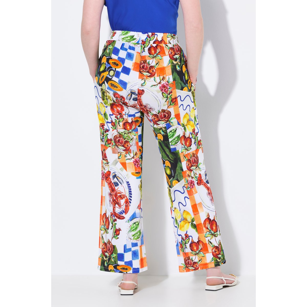 Pantalon au tombé fluide. Jambe large et bleu cobalt, ULLA POPKEN