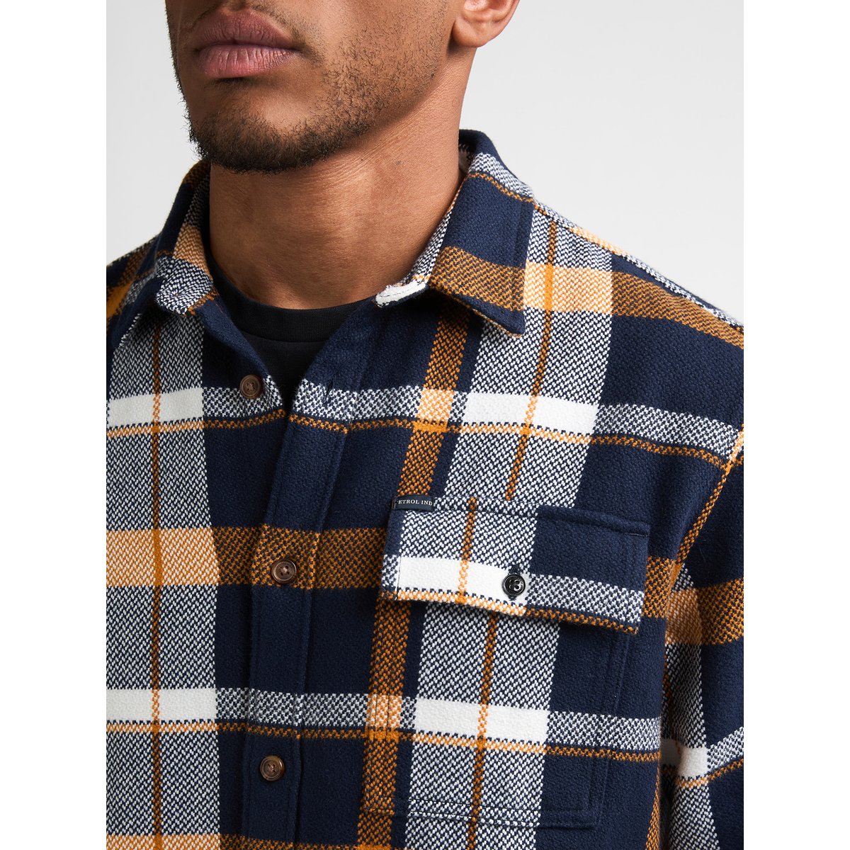 Chemise en coton épais à carreaux steelstate bleu royal navy, PETROL INDUSTRIES
