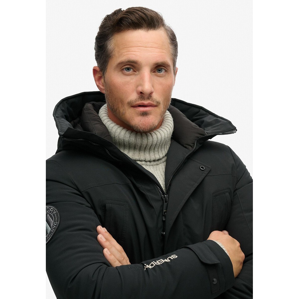 Parka chaude à capuche noir, SUPERDRY