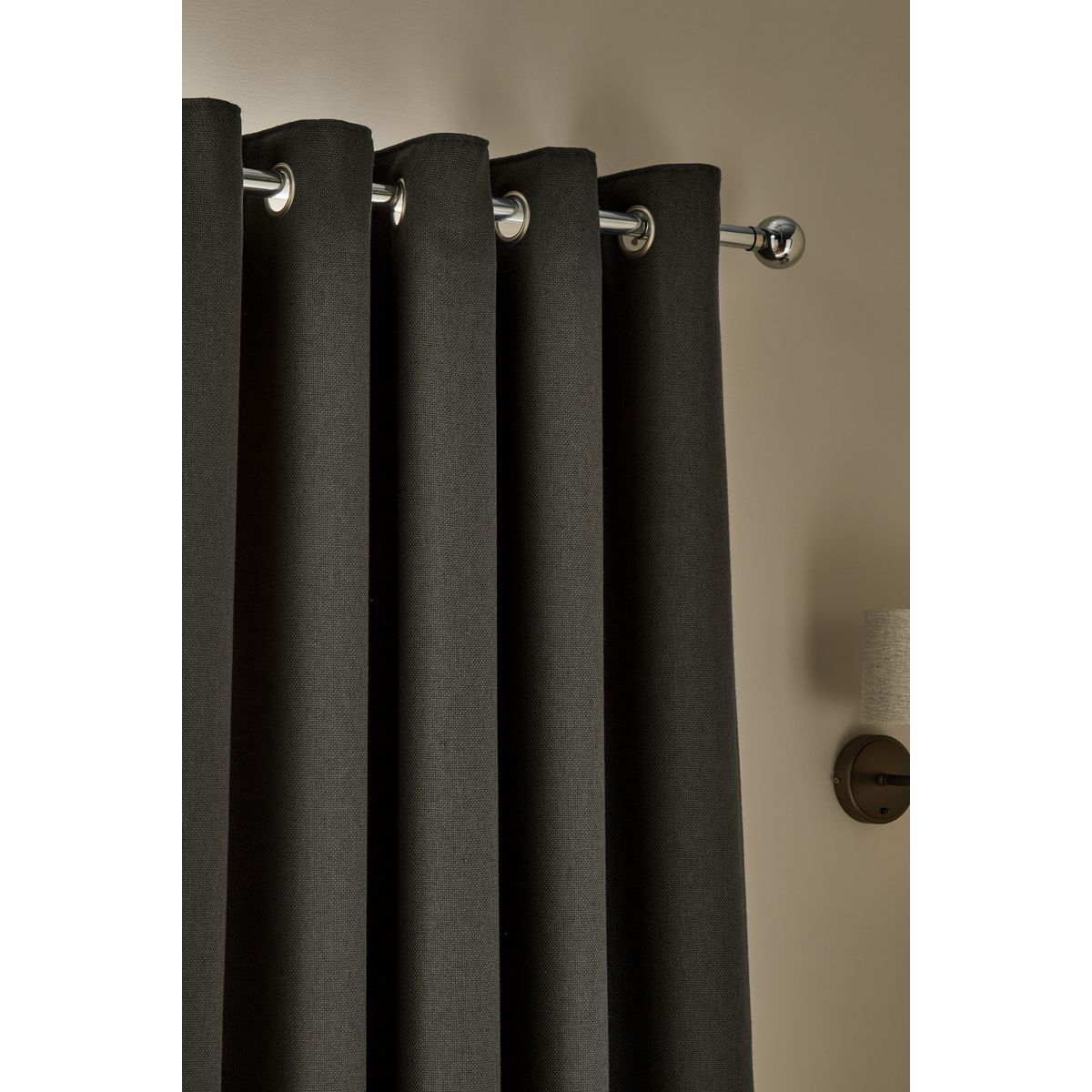Rideaux doublés en lin mélangé tissé et doux gris anthracite, NEXT