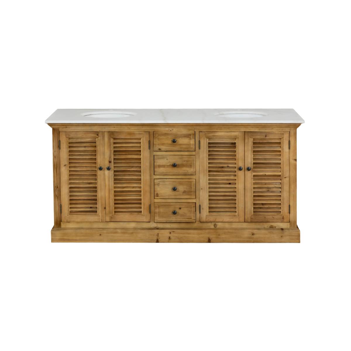 Meuble sous vasque en bois recyclé AZRAN bois clair, MADE IN MEUBLES 