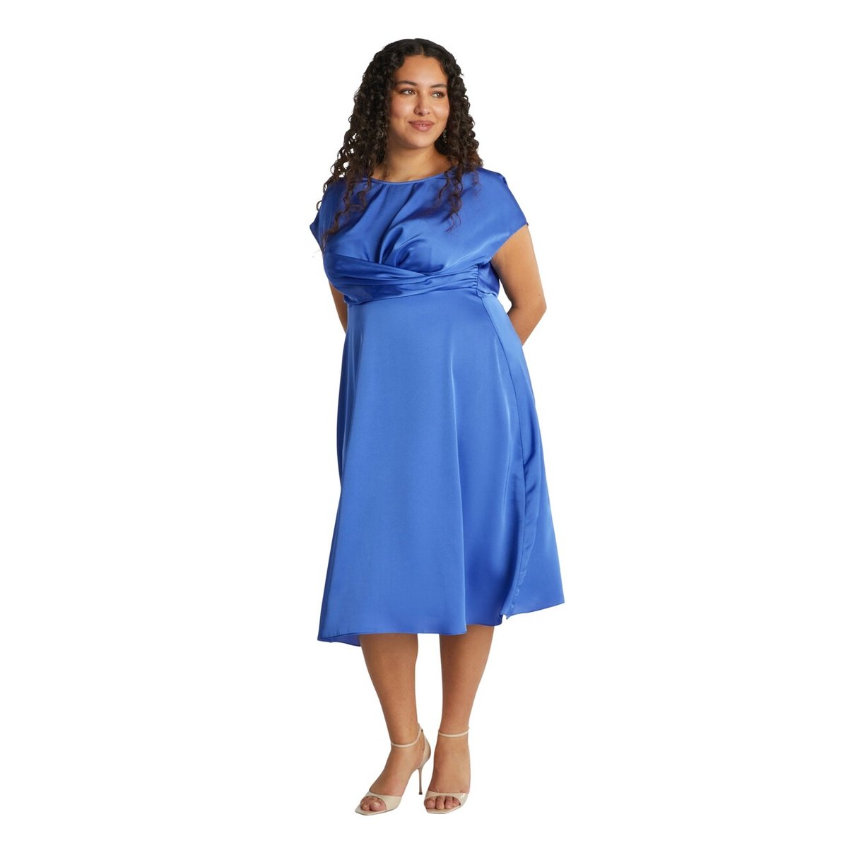 Robe en satin avec drapé bleu, FIORELLA RUBINO