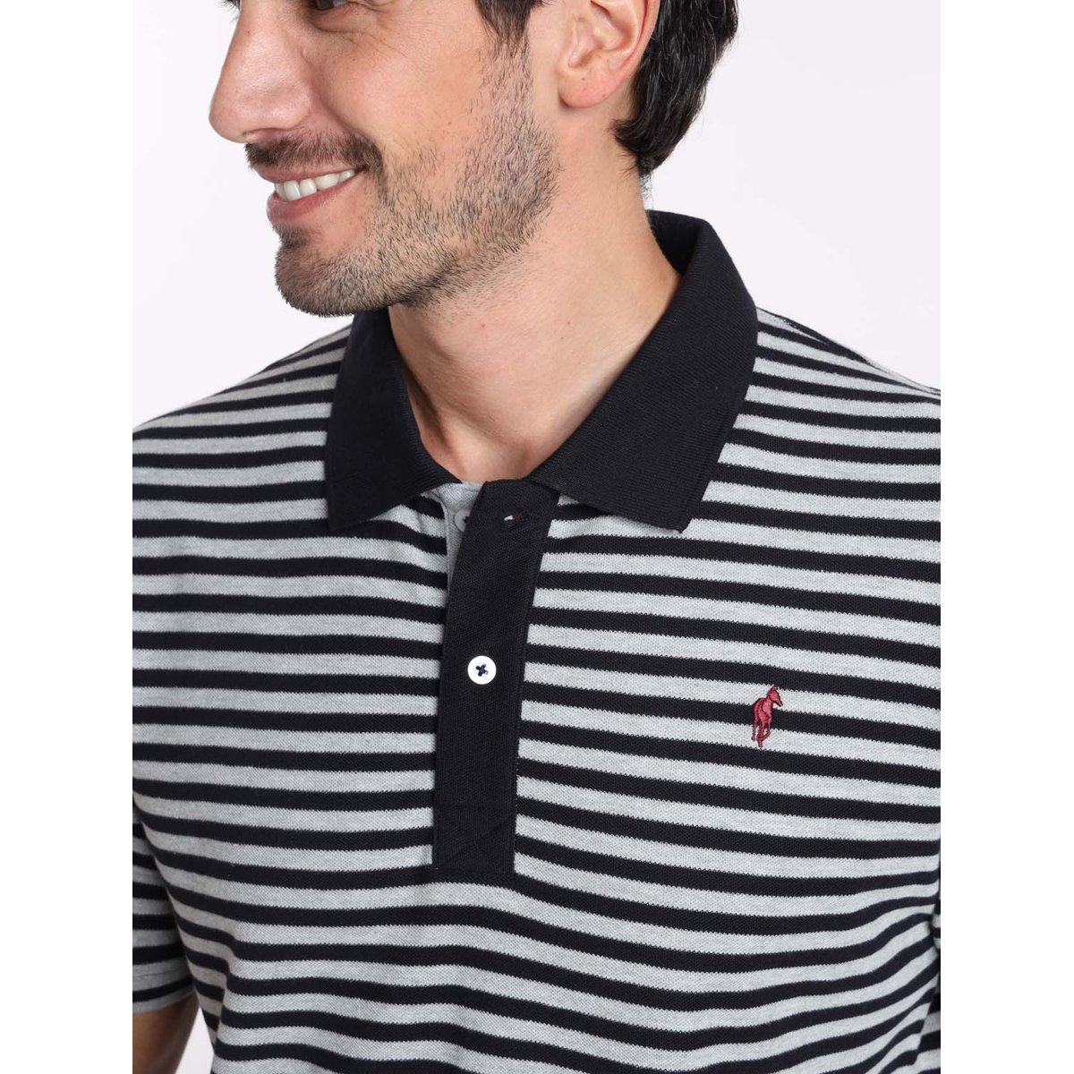 Polos manches courtes en coton OSAKA marine/gris chine, GENTLEMAN FARMER