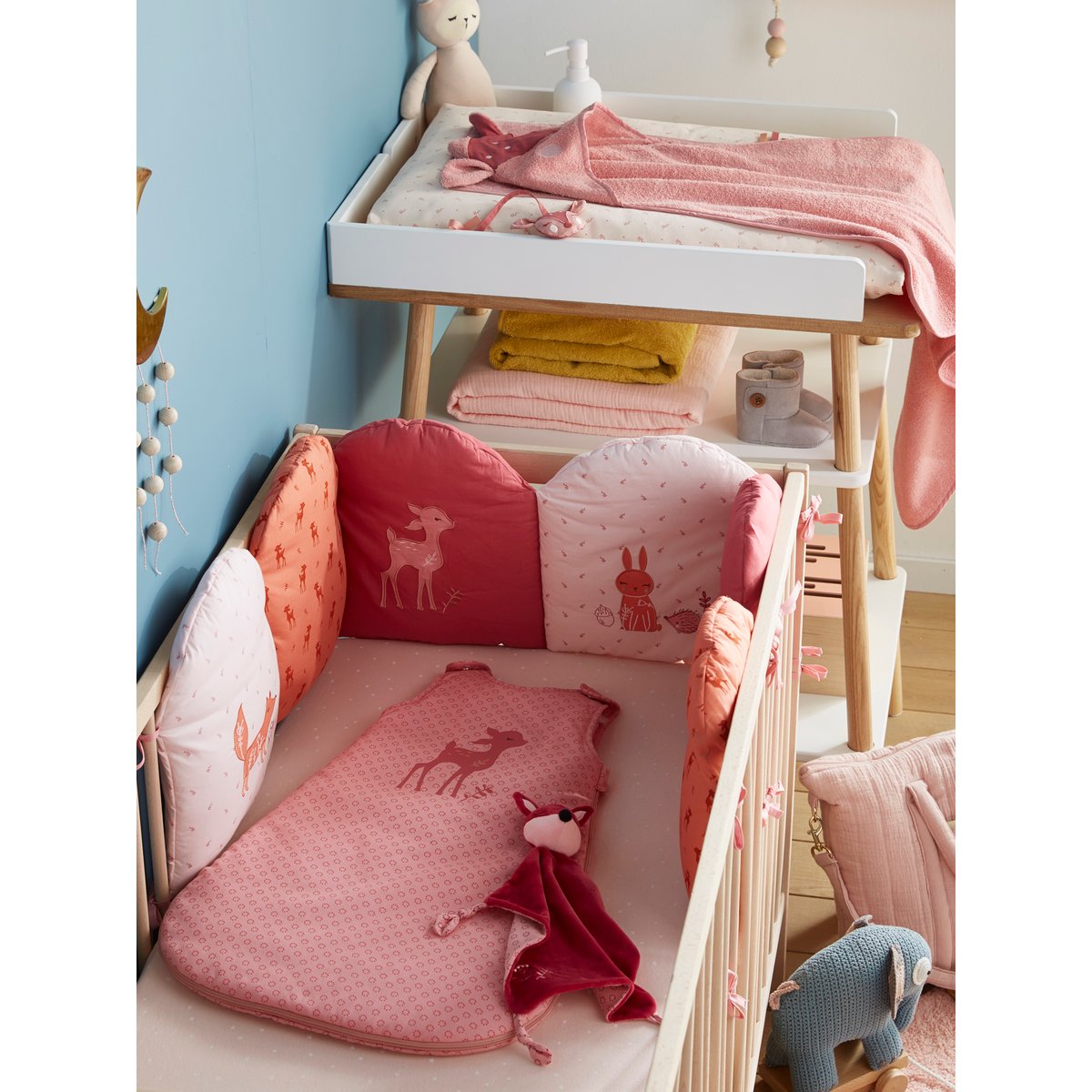 Cape de bain + gant Biche blush, VERTBAUDET