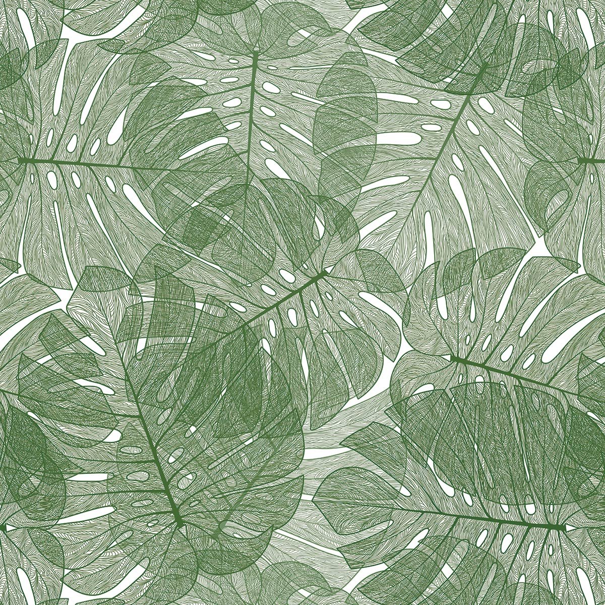 Papier peint feuilles mur de monstera verte intissé, HEXOA