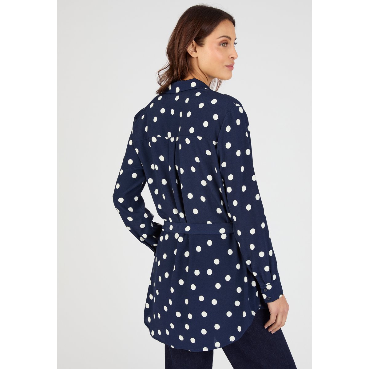 Tunique à pois en pure viscose bleu marine pois, DAMART