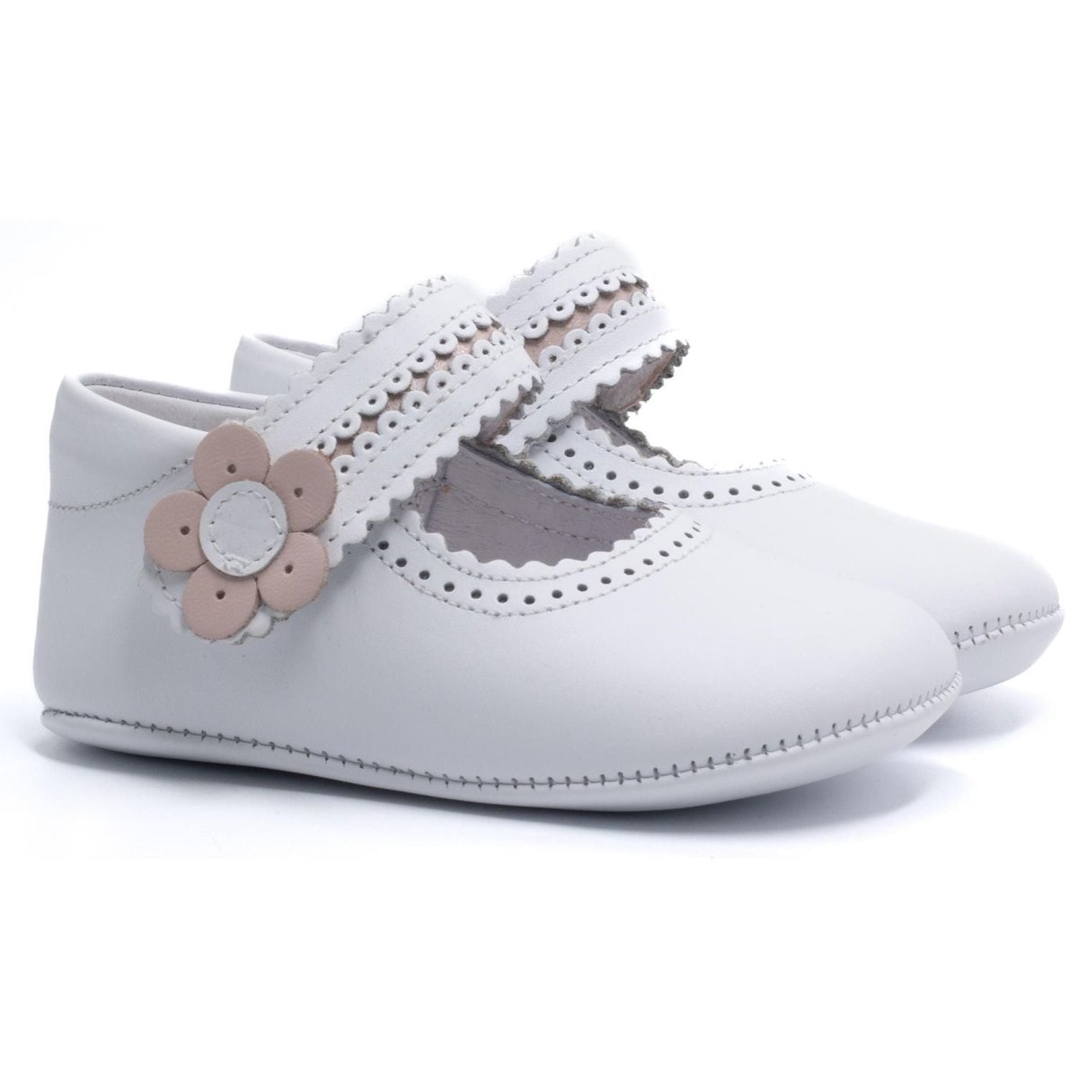 Boni Charlotte - Chaussons bébé fille en cuir souple blanche, BONI&SIDONIE